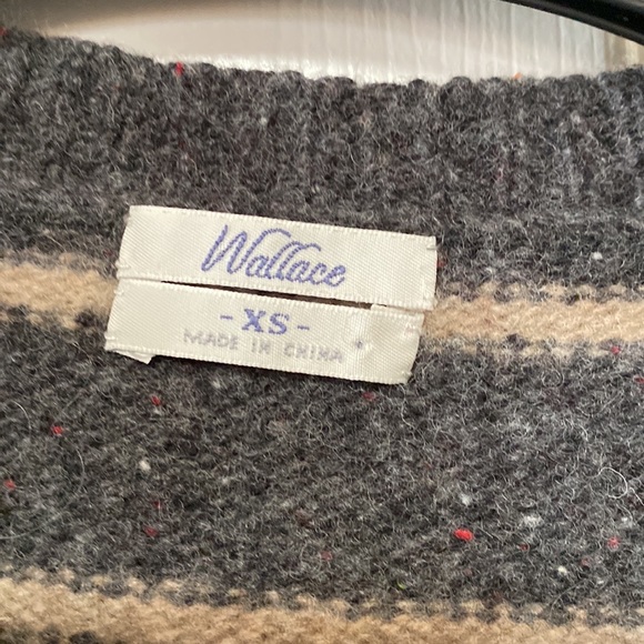 Wallace Grey Stripes Striped Wool Crewneck Sweater - Picture 4 of 10